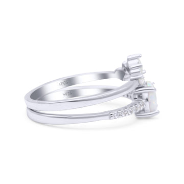 Two Piece Bridal Ring Sets White Opal CZ 925 Sterling Silver Wholesale